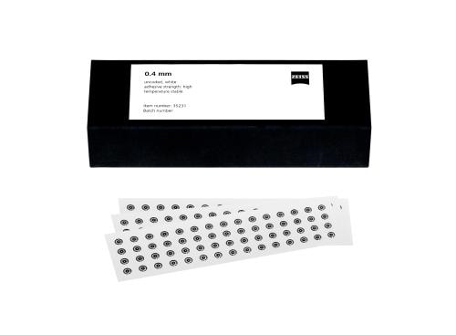 0,4 mm, non codificati,  punto bianco, adesivit&agrave; alta, resistenti a temperature elevate, 3000 marker Immagine del prodotto
