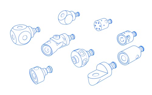 Giunti, terminali, cubi e mandrini, attacco conico rotante